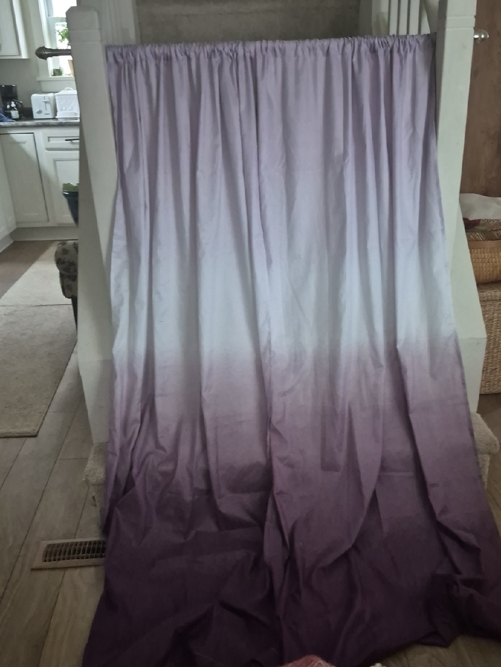 Ombre Gradiant White Lavender Purple Curtain Panels (2)